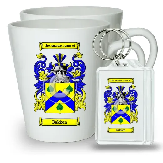 Bakken Pair of Latte Mugs and Pair of Keychains