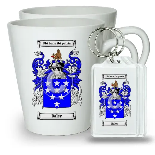 Baley Pair of Latte Mugs and Pair of Keychains