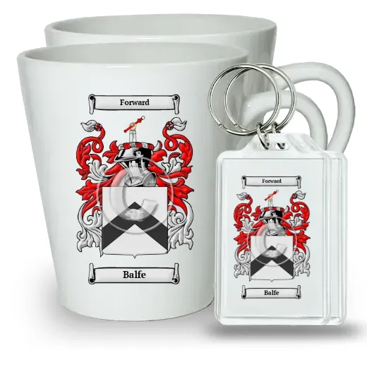 Balfe Pair of Latte Mugs and Pair of Keychains