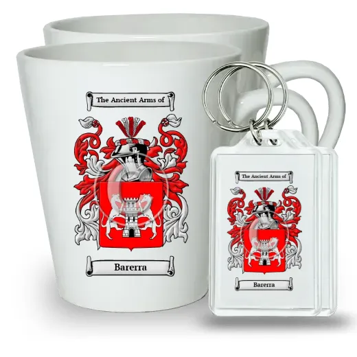 Barerra Pair of Latte Mugs and Pair of Keychains