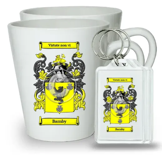 Barnby Pair of Latte Mugs and Pair of Keychains
