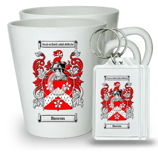 Bascon Pair of Latte Mugs and Pair of Keychains