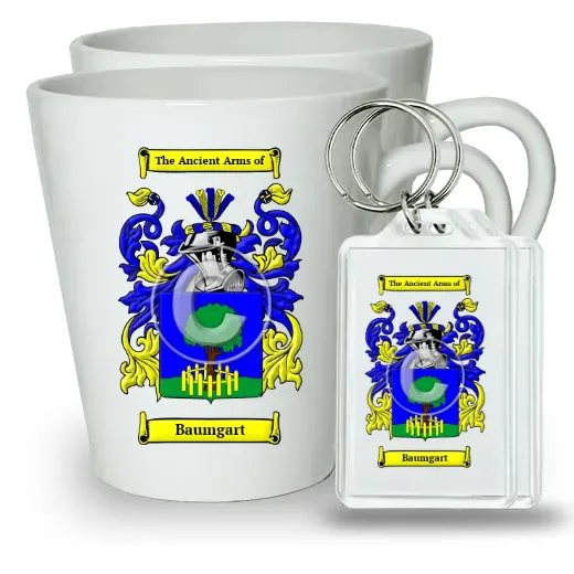 Baumgart Pair of Latte Mugs and Pair of Keychains