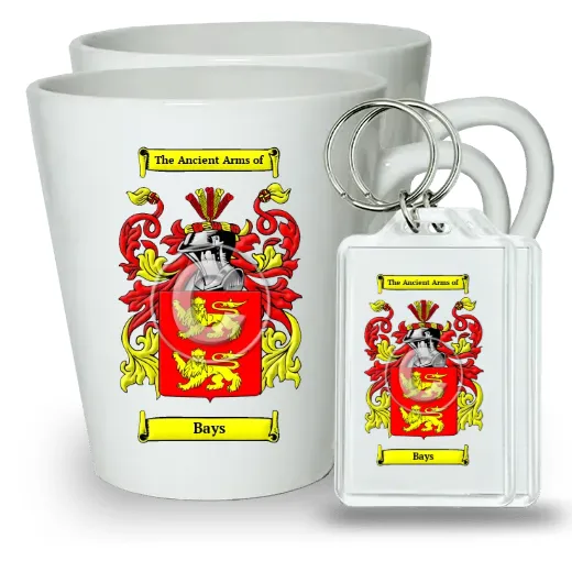Bays Pair of Latte Mugs and Pair of Keychains