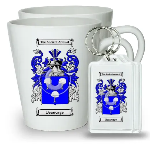 Beaucage Pair of Latte Mugs and Pair of Keychains