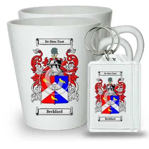 Beckfard Pair of Latte Mugs and Pair of Keychains