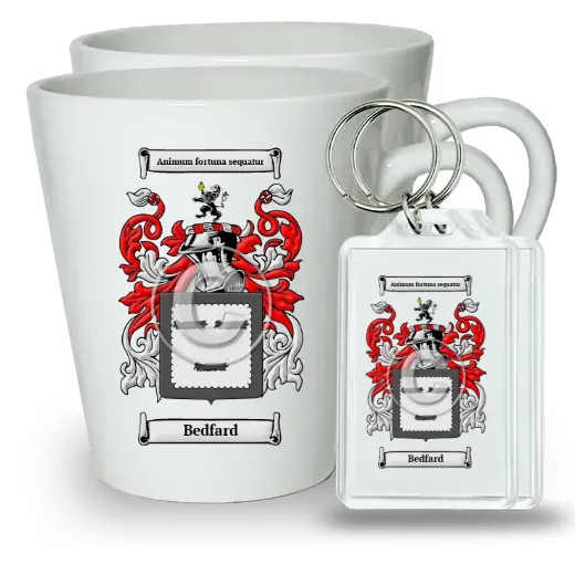 Bedfard Pair of Latte Mugs and Pair of Keychains