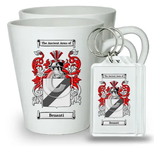 Benanti Pair of Latte Mugs and Pair of Keychains