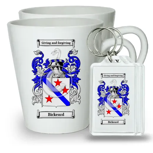 Bickeard Pair of Latte Mugs and Pair of Keychains