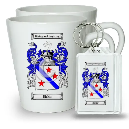 Bickir Pair of Latte Mugs and Pair of Keychains