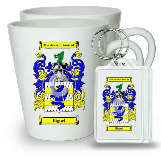 Bignel Pair of Latte Mugs and Pair of Keychains