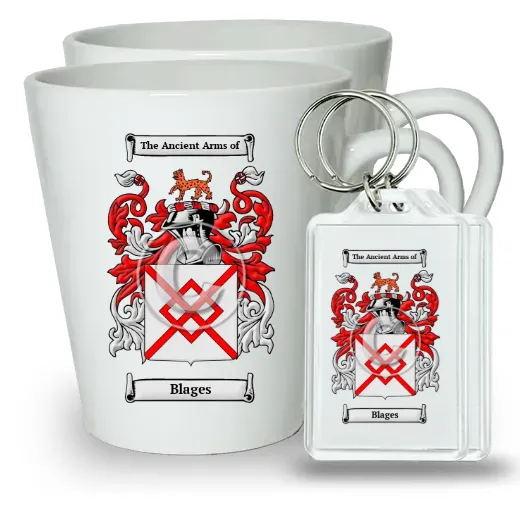Blages Pair of Latte Mugs and Pair of Keychains