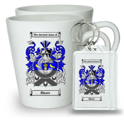 Blazer Pair of Latte Mugs and Pair of Keychains