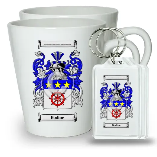 Bodine Pair of Latte Mugs and Pair of Keychains