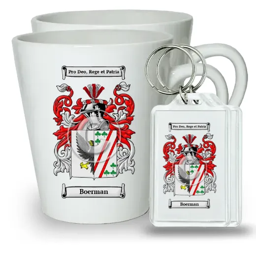 Boerman Pair of Latte Mugs and Pair of Keychains