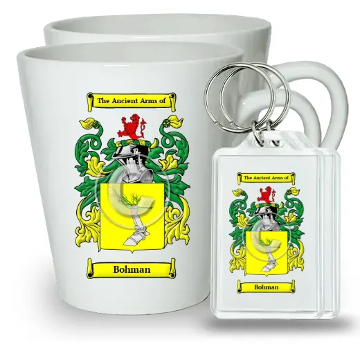 Bohman Pair of Latte Mugs and Pair of Keychains