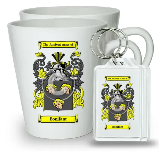 Bonifant Pair of Latte Mugs and Pair of Keychains