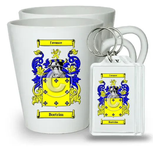 Bortrim Pair of Latte Mugs and Pair of Keychains
