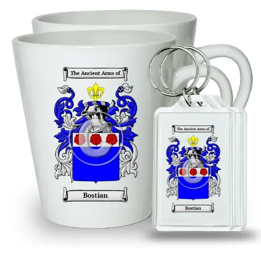 Bostian Pair of Latte Mugs and Pair of Keychains
