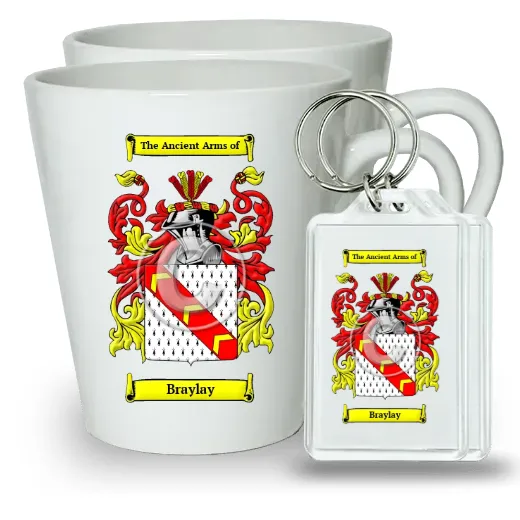 Braylay Pair of Latte Mugs and Pair of Keychains