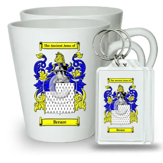 Breare Pair of Latte Mugs and Pair of Keychains