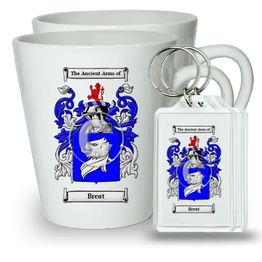 Breat Pair of Latte Mugs and Pair of Keychains