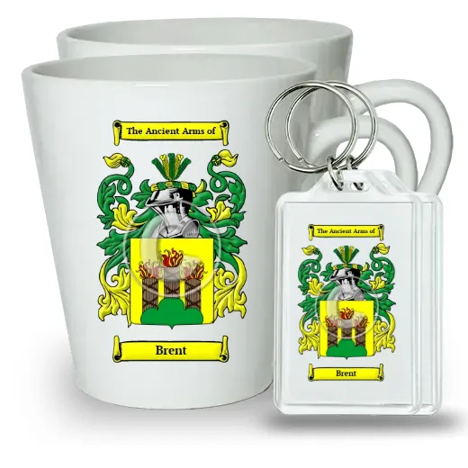 Brent Pair of Latte Mugs and Pair of Keychains