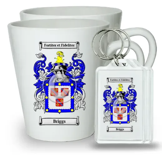 Briggs Pair of Latte Mugs and Pair of Keychains