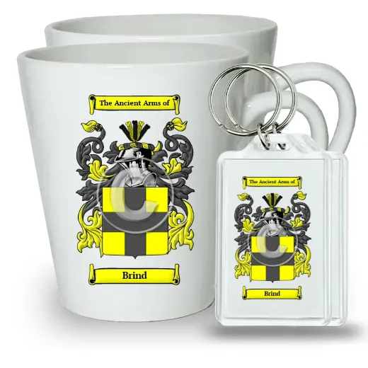 Brind Pair of Latte Mugs and Pair of Keychains