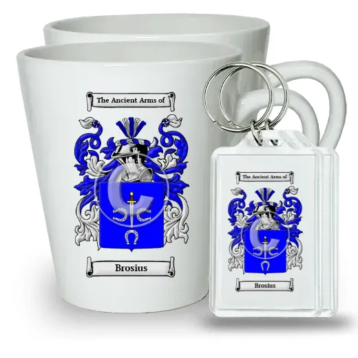 Brosius Pair of Latte Mugs and Pair of Keychains