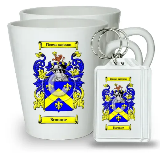 Brouane Pair of Latte Mugs and Pair of Keychains