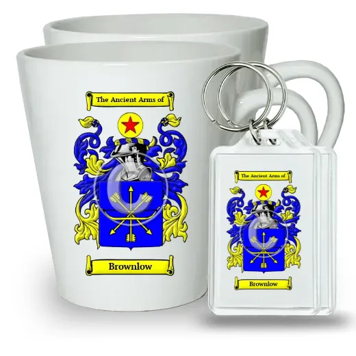 Brownlow Pair of Latte Mugs and Pair of Keychains