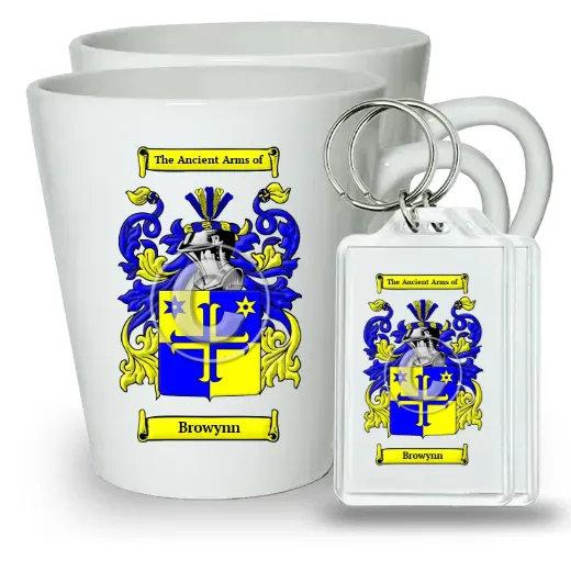 Browynn Pair of Latte Mugs and Pair of Keychains
