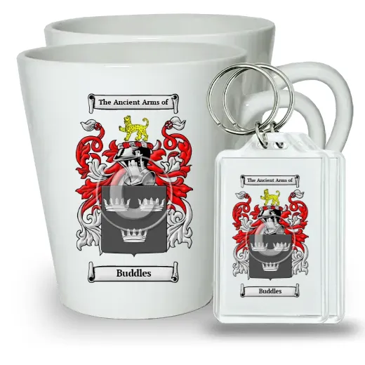 Buddles Pair of Latte Mugs and Pair of Keychains