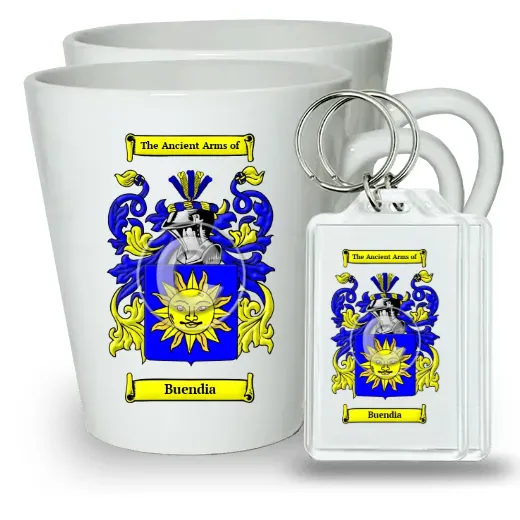 Buendia Pair of Latte Mugs and Pair of Keychains