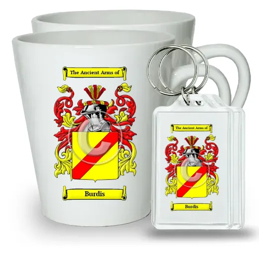 Burdis Pair of Latte Mugs and Pair of Keychains
