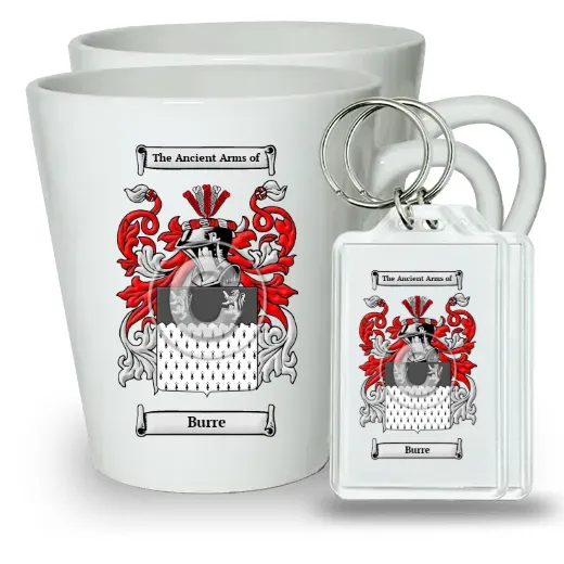 Burre Pair of Latte Mugs and Pair of Keychains