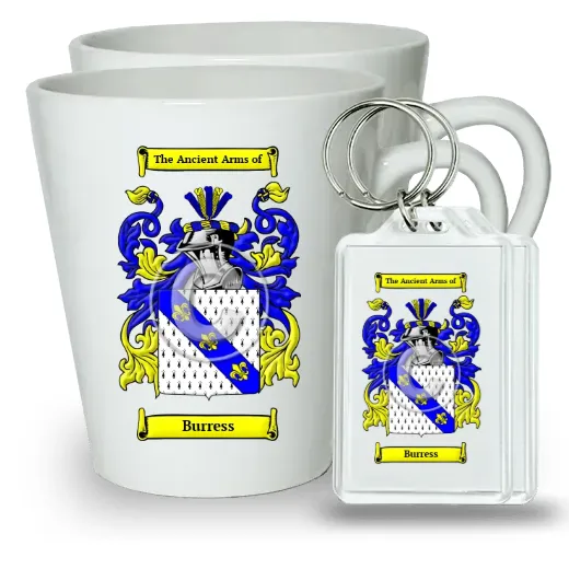 Burress Pair of Latte Mugs and Pair of Keychains