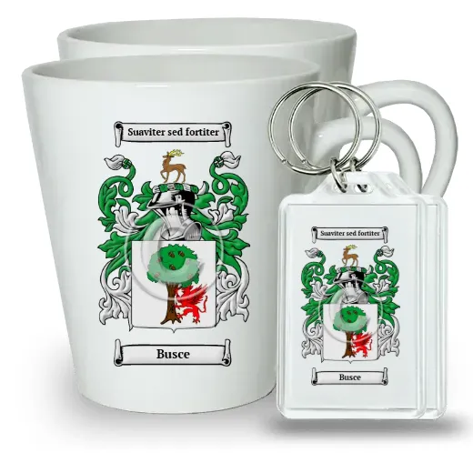 Busce Pair of Latte Mugs and Pair of Keychains