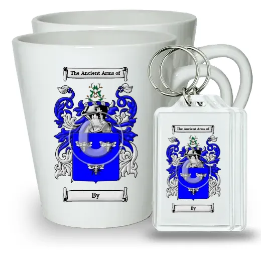 By Pair of Latte Mugs and Pair of Keychains