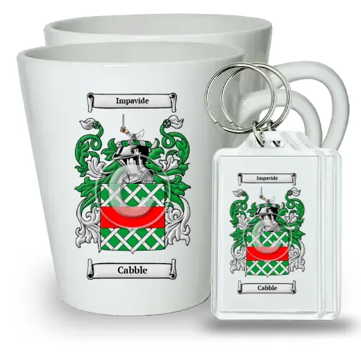 Cabble Pair of Latte Mugs and Pair of Keychains