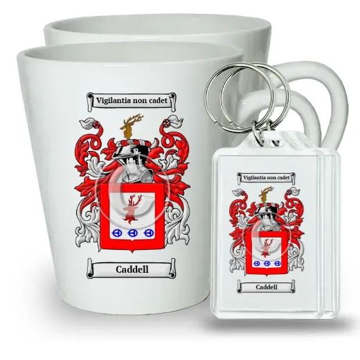 Caddell Pair of Latte Mugs and Pair of Keychains