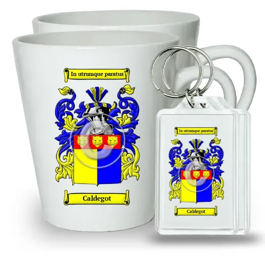 Caldegot Pair of Latte Mugs and Pair of Keychains