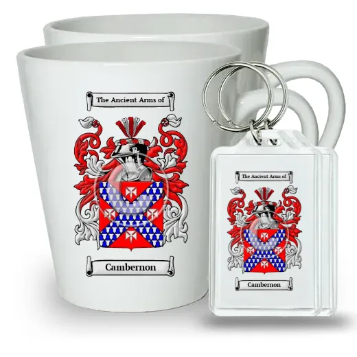 Cambernon Pair of Latte Mugs and Pair of Keychains