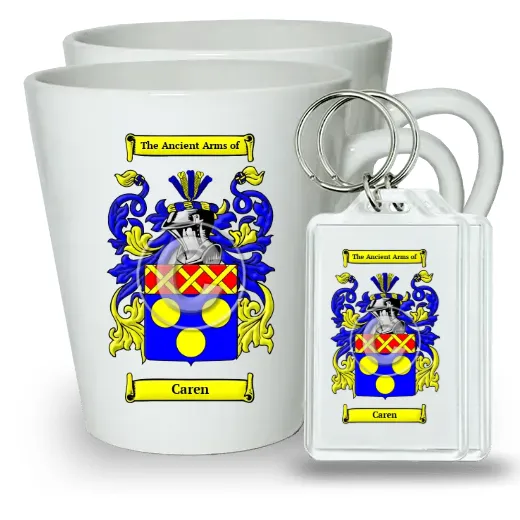 Caren Pair of Latte Mugs and Pair of Keychains