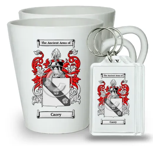 Carey Pair of Latte Mugs and Pair of Keychains