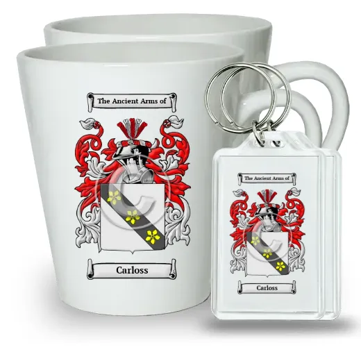 Carloss Pair of Latte Mugs and Pair of Keychains