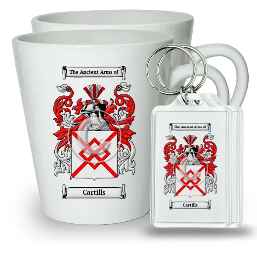 Cartills Pair of Latte Mugs and Pair of Keychains