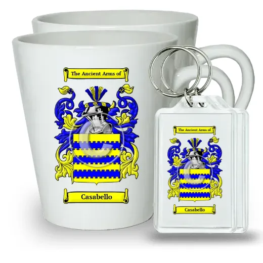 Casabello Pair of Latte Mugs and Pair of Keychains