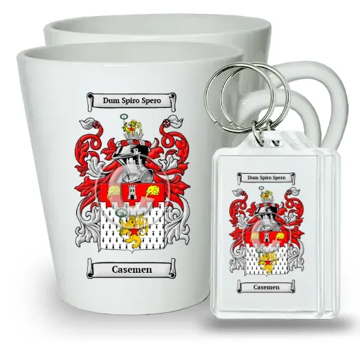 Casemen Pair of Latte Mugs and Pair of Keychains